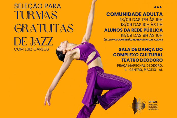 Diteal abre novas vagas para aulas gratuitas de jazz
