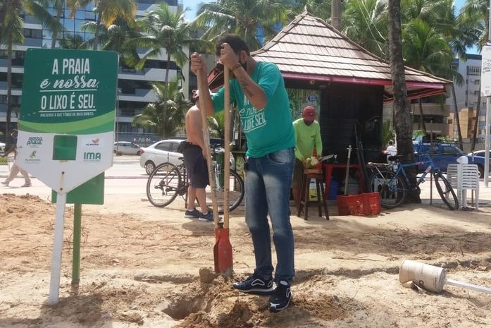 Nossa Praia inicia ações de reposição de placas e bobinas no litoral de Alagoas