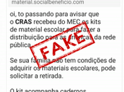 Mensagens de entrega de kits escolares são falsas, alerta secretaria