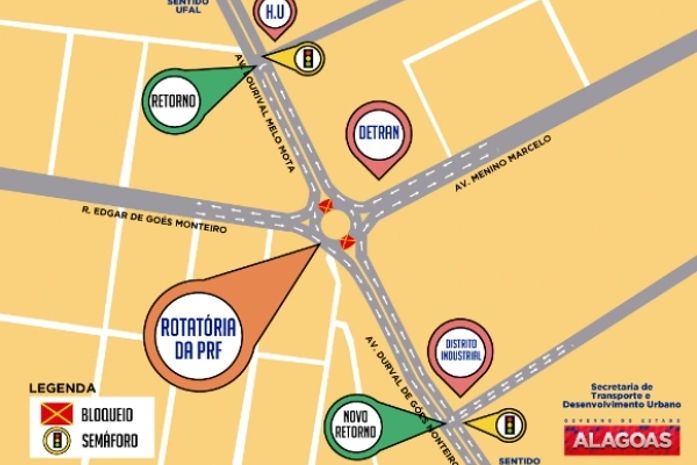 Primeiro desvio das obras do Viaduto da Polícia Rodoviária Federal se inicia nesta quarta-feira (4)