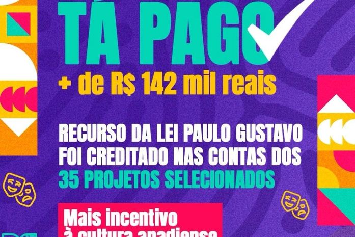 Prefeitura de Anadia libera pagamento de recursos da Lei Paulo Gustavo