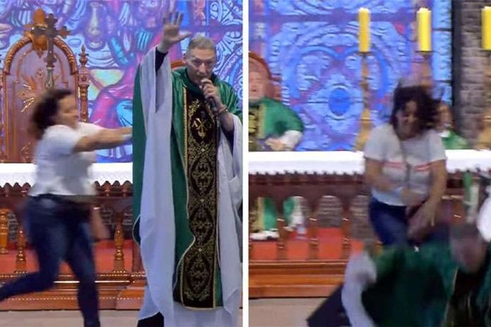 Padre Marcelo Rossi foi empurrado do palco
