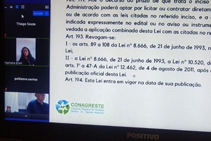 Webinário sobre Nova Lei de Licitações foi oferecido de forma gratuita para municípios parceiros do Conagreste.