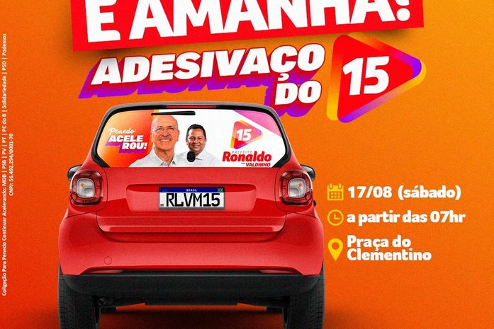 Ronaldo e Valdinho dão início à campanha com grande Adesivaço do 15 na Praça Clementino do Monte