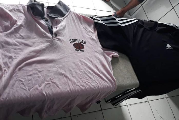 Camisas utilizadas no dia do assalto