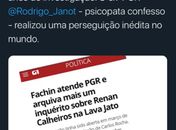 “Psicopata confesso”, diz Renan Calheiros sobre Janot