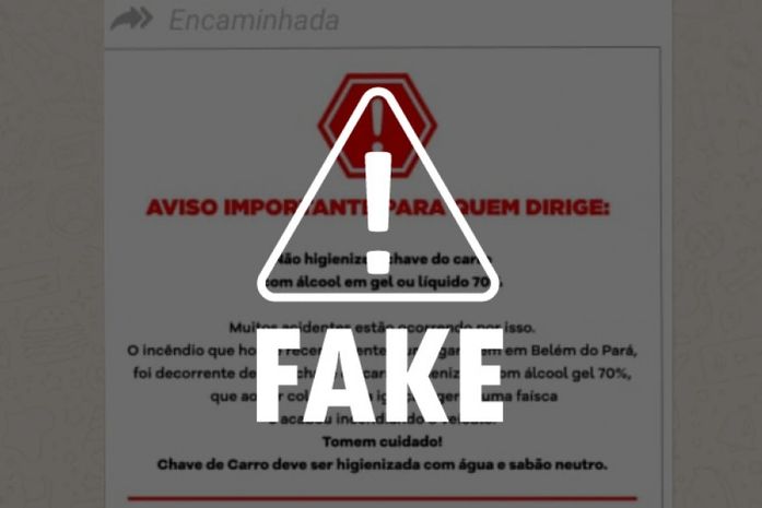 É falso que álcool em gel em chave tenha causado incêndio em veículo