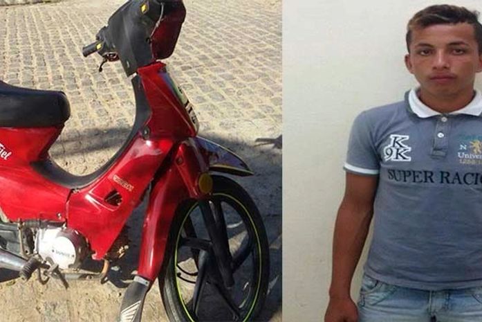 Jaelson Barbosa Pinheiro, 18 anos, preso com motocicleta roubada