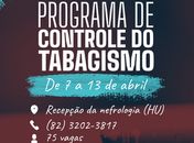 HU abre 75 vagas para programa gratuito para quem deseja parar de fumar