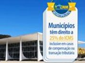 Conquista: Municípios têm direito a 25% do ICMS inclusive em casos de compensação ou transação tributária
