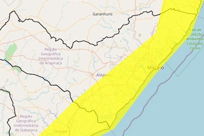 Inmet renova alerta de chuvas para 50 municípios alagoanos; confira lista