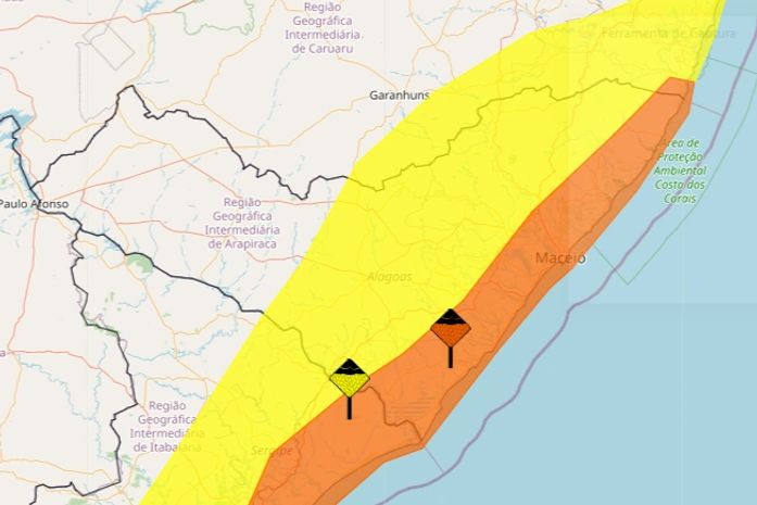 Inmet emite dois alertas de chuvas para municípios alagoanos, nesta quarta-feira (31)
