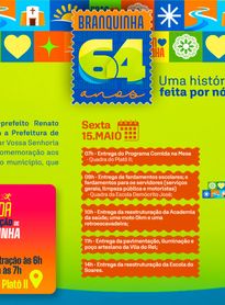 Com programação esportiva, artística e cultural, Prefeitura de Branquinha celebra 64 anos de emancipação política