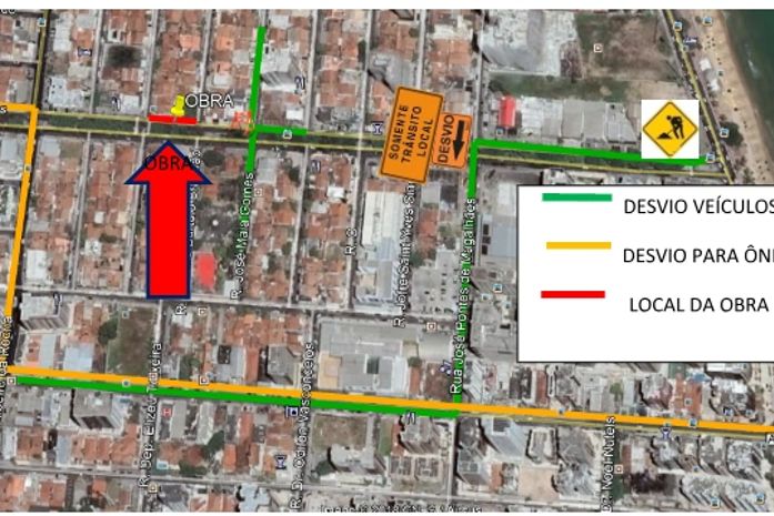 Obra interdita trecho da antiga Avenida Amélia Rosa
