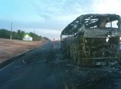 Ônibus interestadual que seguia para Recife pega fogo na BR 101 em Alagoas