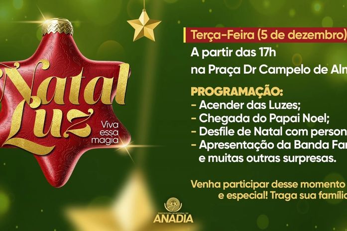 Anadia se prepara para o “Natal Luz - viva essa magia”