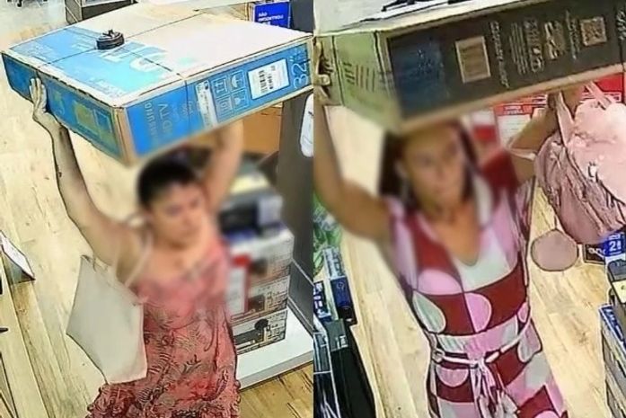 Polícia procura mulheres flagradas por câmeras furtando TVs em loja de shopping, em Maceió