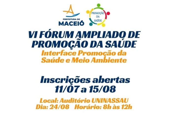 Saúde de Maceió abre inscrições para VI Fórum Municipal de Promoção da Saúde