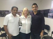 prefeito Júlio Cezar, secretária Kátia Born e vice-prefeito Márcio Henrique