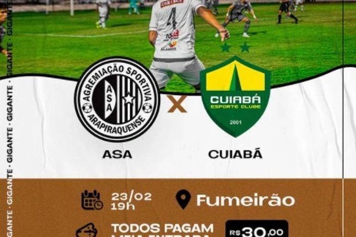 ASA define o valor dos ingressos para o jogo contra o Cuiabá em Arapiraca