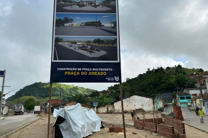 Obras da Praça do Areado estão a todo vapor em Santana do Mundaú