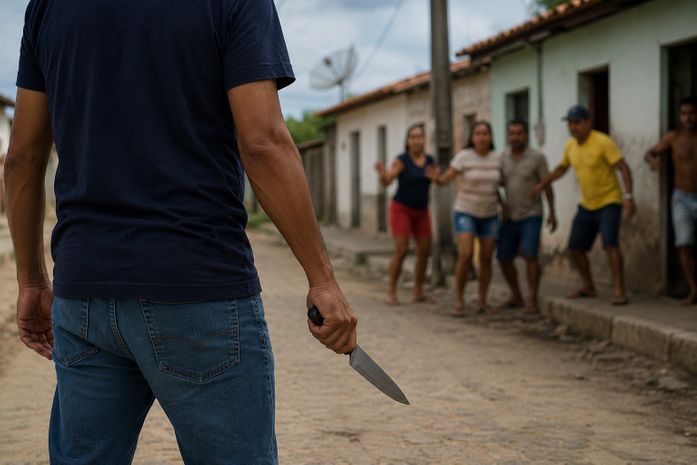 Homem armado com faca é detido, após provocar tumulto, tentar incendiar residência e ameaçar populares