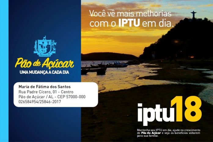 Prefeitura de Pão de Açúcar começa a entrega dos carnês do IPTU 2018