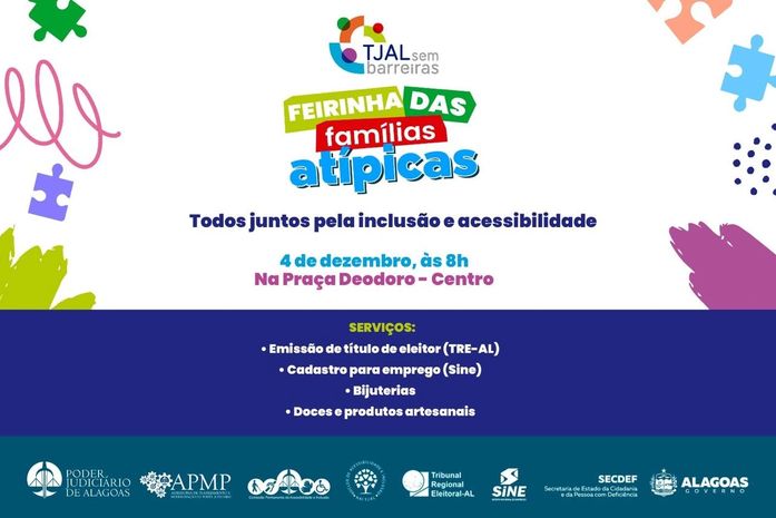 Judiciário de Alagoas promove Feira das Famílias Atípicas nesta quinta (4)