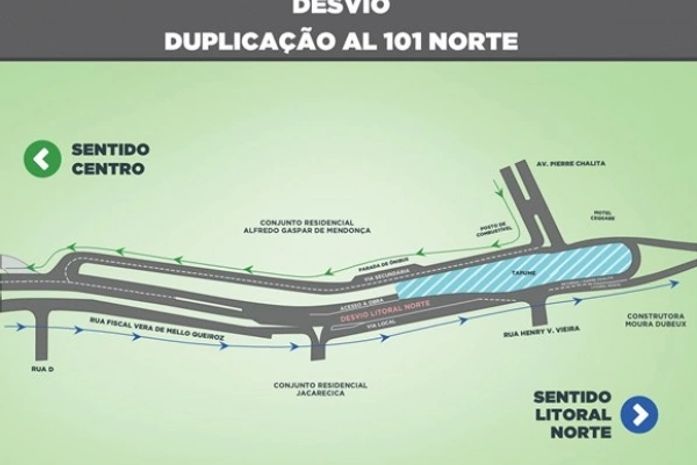 Trecho da AL 101 Norte terá desvio