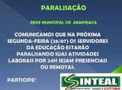 Servidores da Educação de Arapiraca paralisam atividades nesta segunda (26)