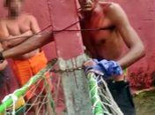 Suspeito foi amarrado a uma coluna de cimento