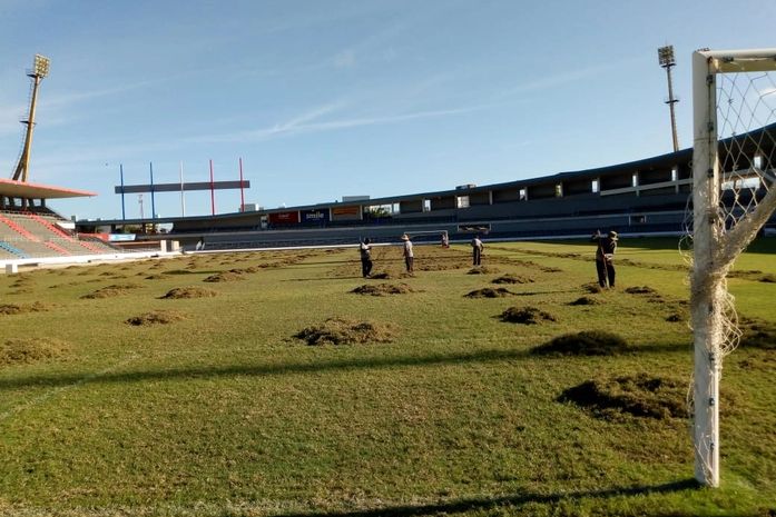 Gramado do Rei Pelé passa por tratamento visando a temporada 2020