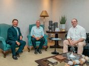 Governador em exercício recebe senador Renan Calheiros e Luciano Barbosa em 1º dia