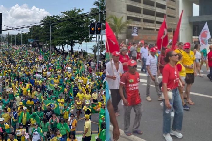Direita e esquerda realizam manifestações com pautas opostas no 7 de Setembro, em Maceió