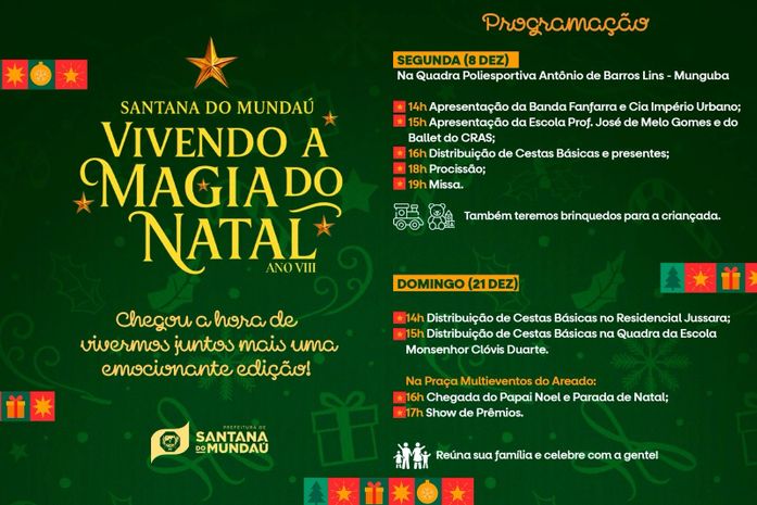 Vivendo a Magia do Natal: prefeitura de Santana do Mundaú prepara mais uma edição da festa