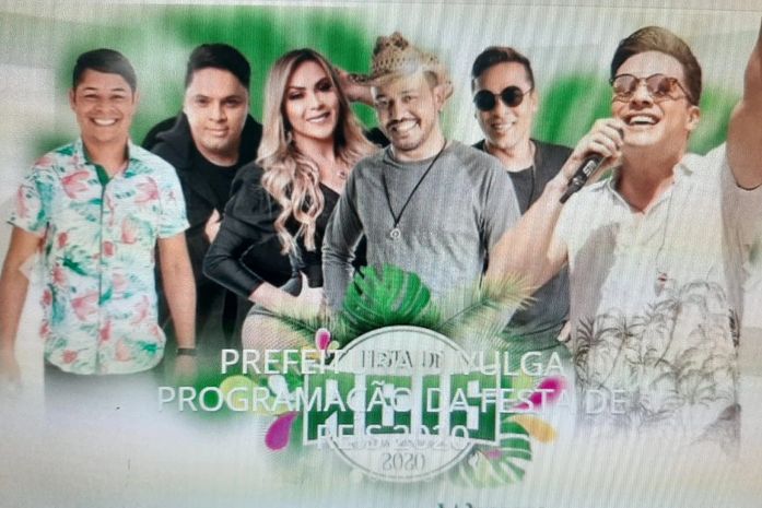 Cartaz do evento mostra as atrações, onde Wesley Safadão aparece com microfone