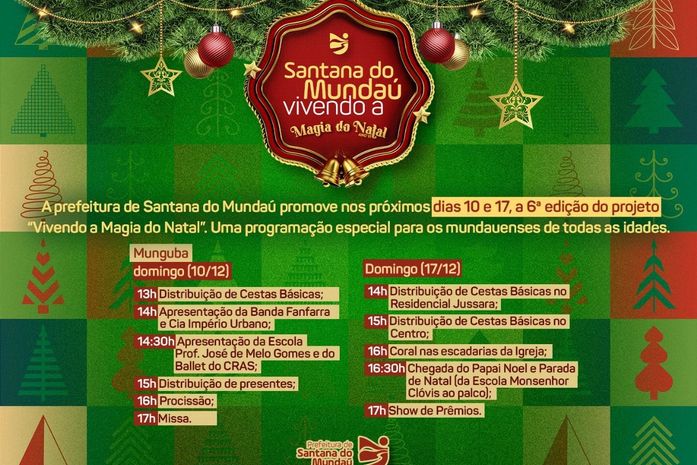 Prefeitura de Santana do Mundaú prepara 6ª edição do Vivendo a Magia do Natal