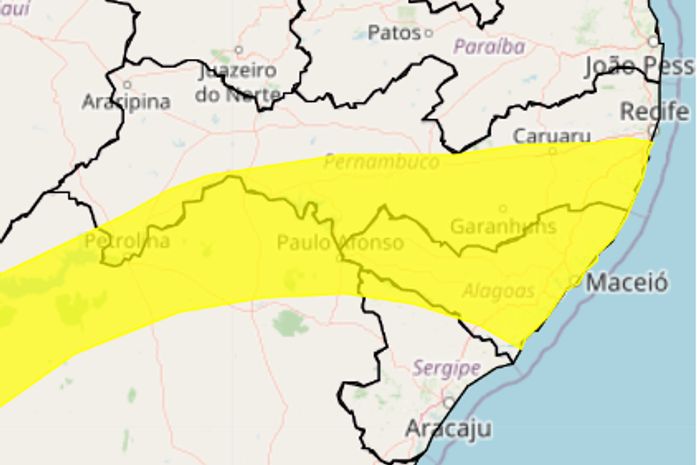 Inmet emite novo alerta de chuvas intensas para todos os municípios alagoanos