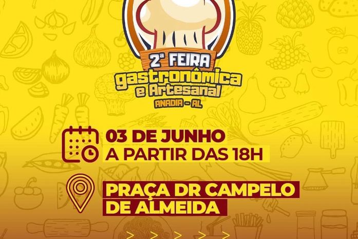 Prefeitura de Anadia anuncia 2ª edição da Feira Gastronômica e Artesanal