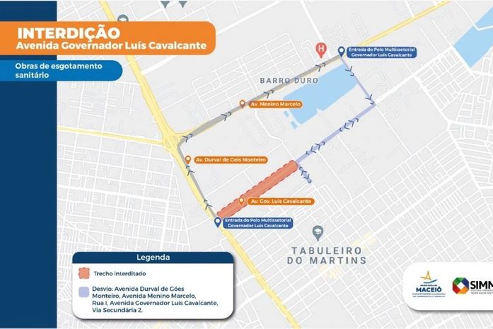 Av. Governador Luís Cavalcante será interditada parcialmente para realização de obras a partir desta sexta (11)