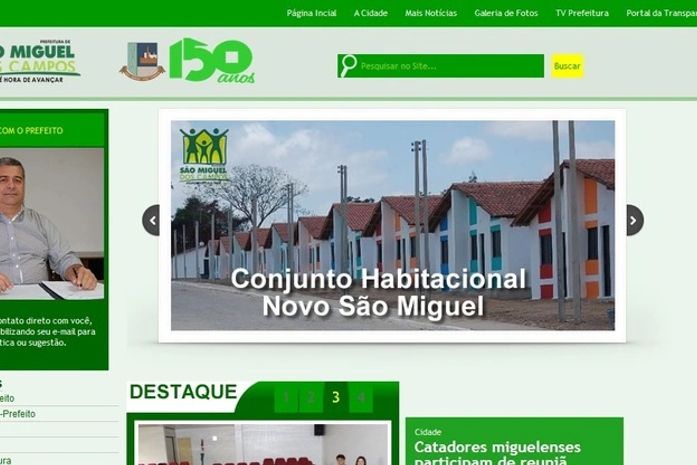 Site oficial da Prefeitura de São Miguel dos Campos volta ao ar atualizado e com novos serviços
