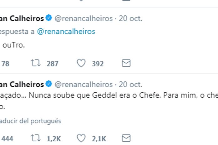 Renan alfineta que chefe de Geddel era “ouTro”