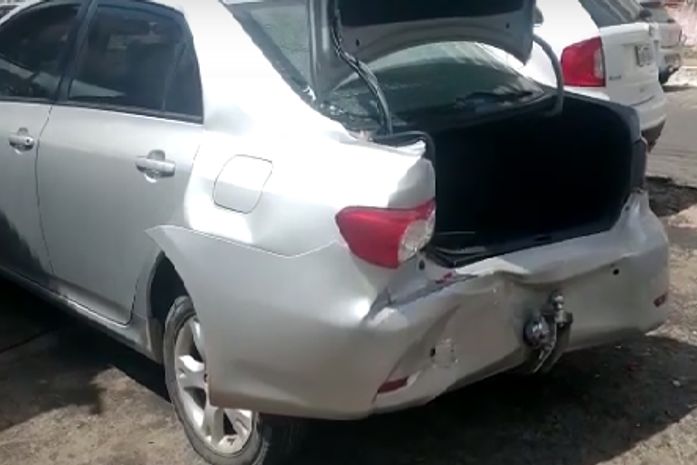 Acidente aconteceu no Centro da Cidade.Vítima e condutor não se feriram..