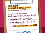 Projeto Diálogo Solidário oferece atendimento psicológico gratuito durante a Pandemia