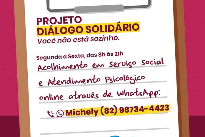 Projeto Diálogo Solidário oferece atendimento psicológico gratuito durante a Pandemia