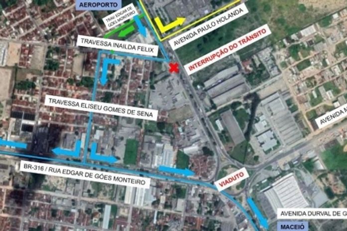 A interdição acontecerá para que seja possível a execução dos serviços de escavação para implantação uma rede de drenagem no local