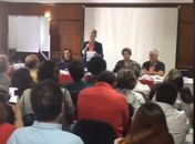 Gleisi Hoffmann durante leitura da carta de Lula no Diretório do PT, em Curitiba