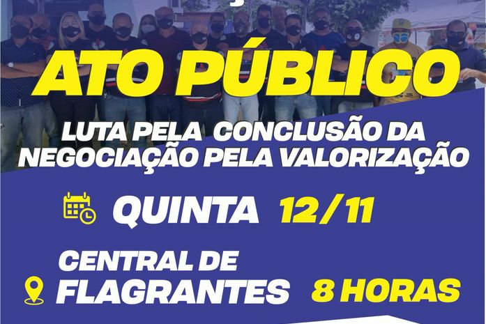 Policiais civis participam de ato público na Central de Flagrantes na paralisação de 48h