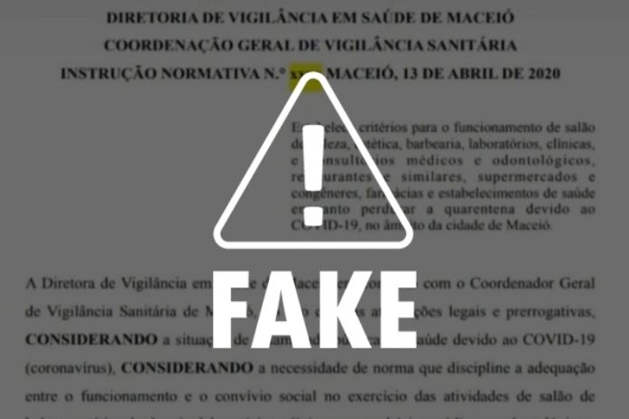 É falso documento que estabele funcionamento de salões de beleza em Maceió