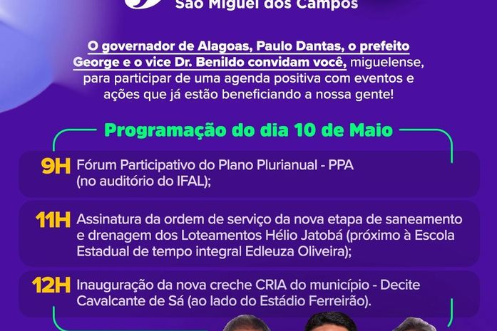 Prefeito George Clemente receberá governador Paulo Dantas nesta quarta-feira (10)